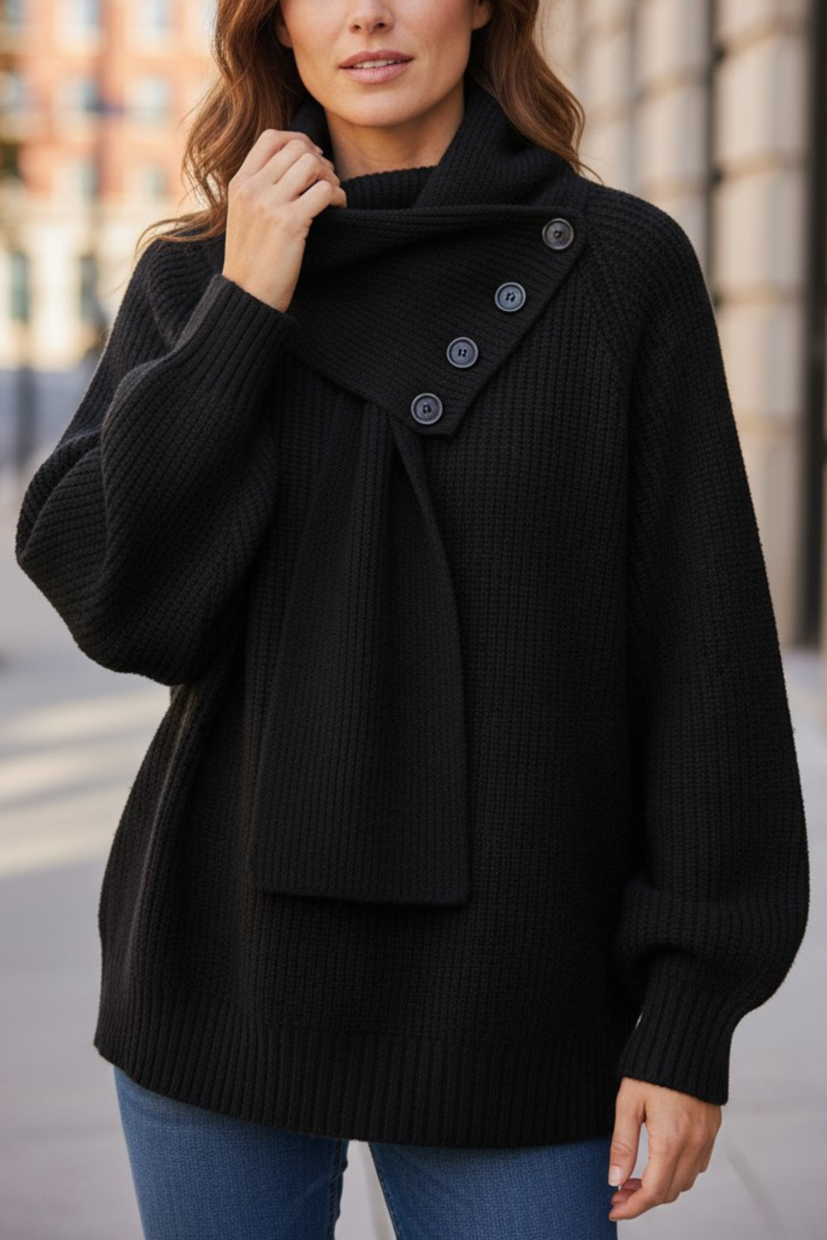 Mila's™ | Luxe Rib Knit Sweater met Sjaalkraag