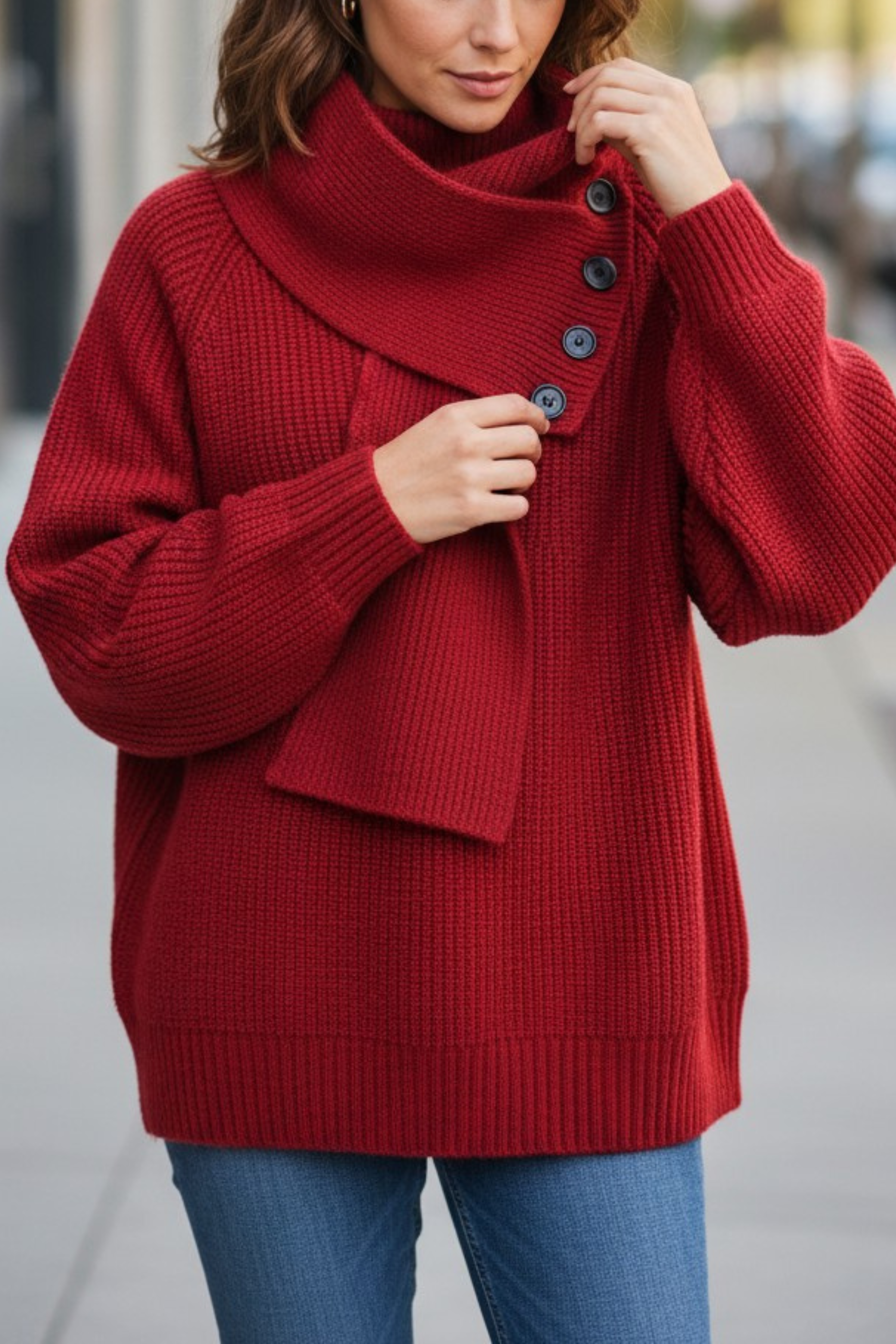 Mila's™ | Luxe Rib Knit Sweater met Sjaalkraag