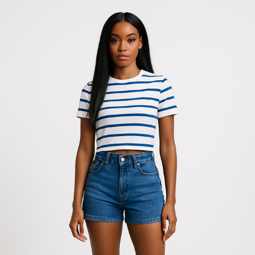 FlexiStripes Cropped O-Hals Shirt