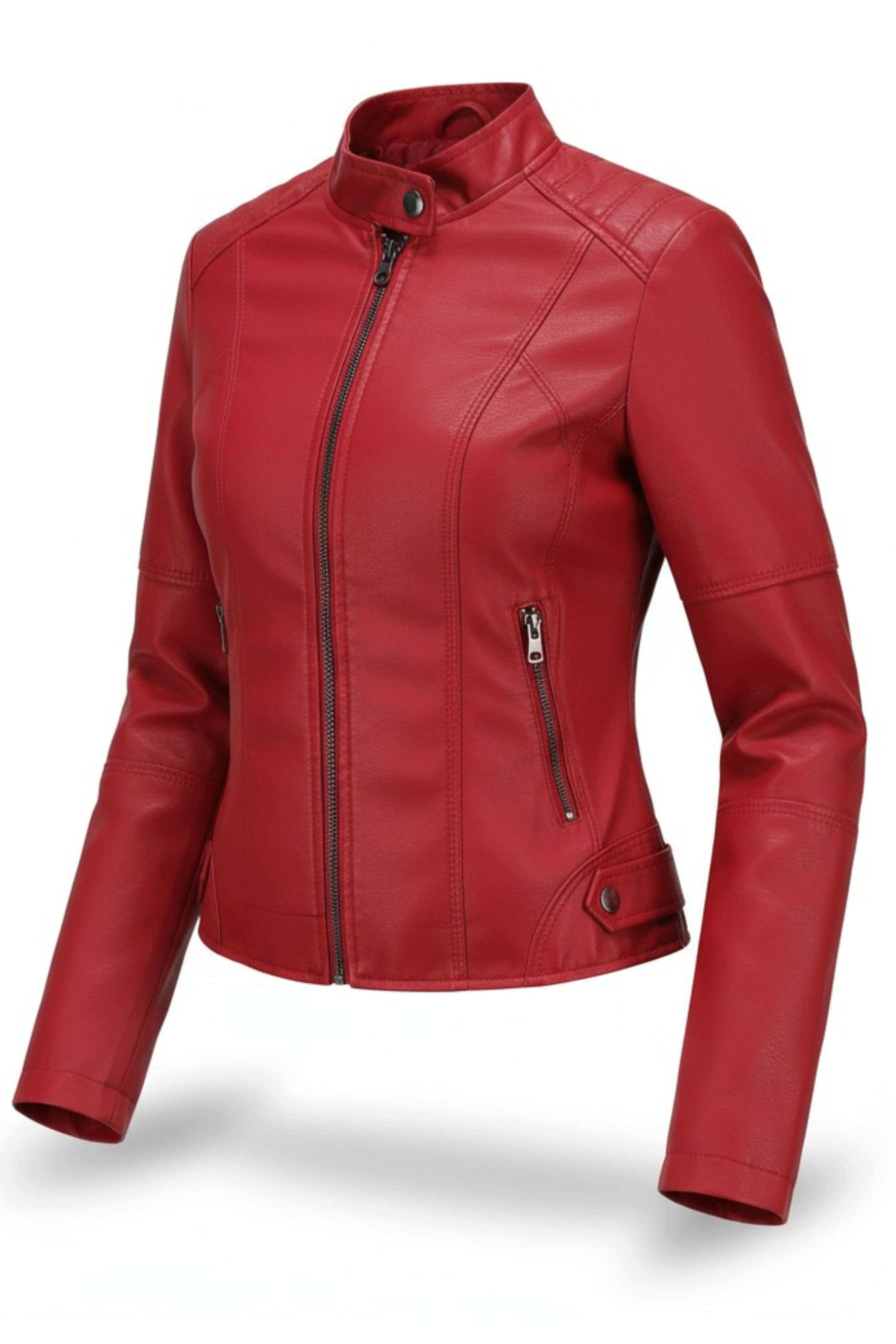 StraForge™ | Dames Leren Jas met Staande Kraag