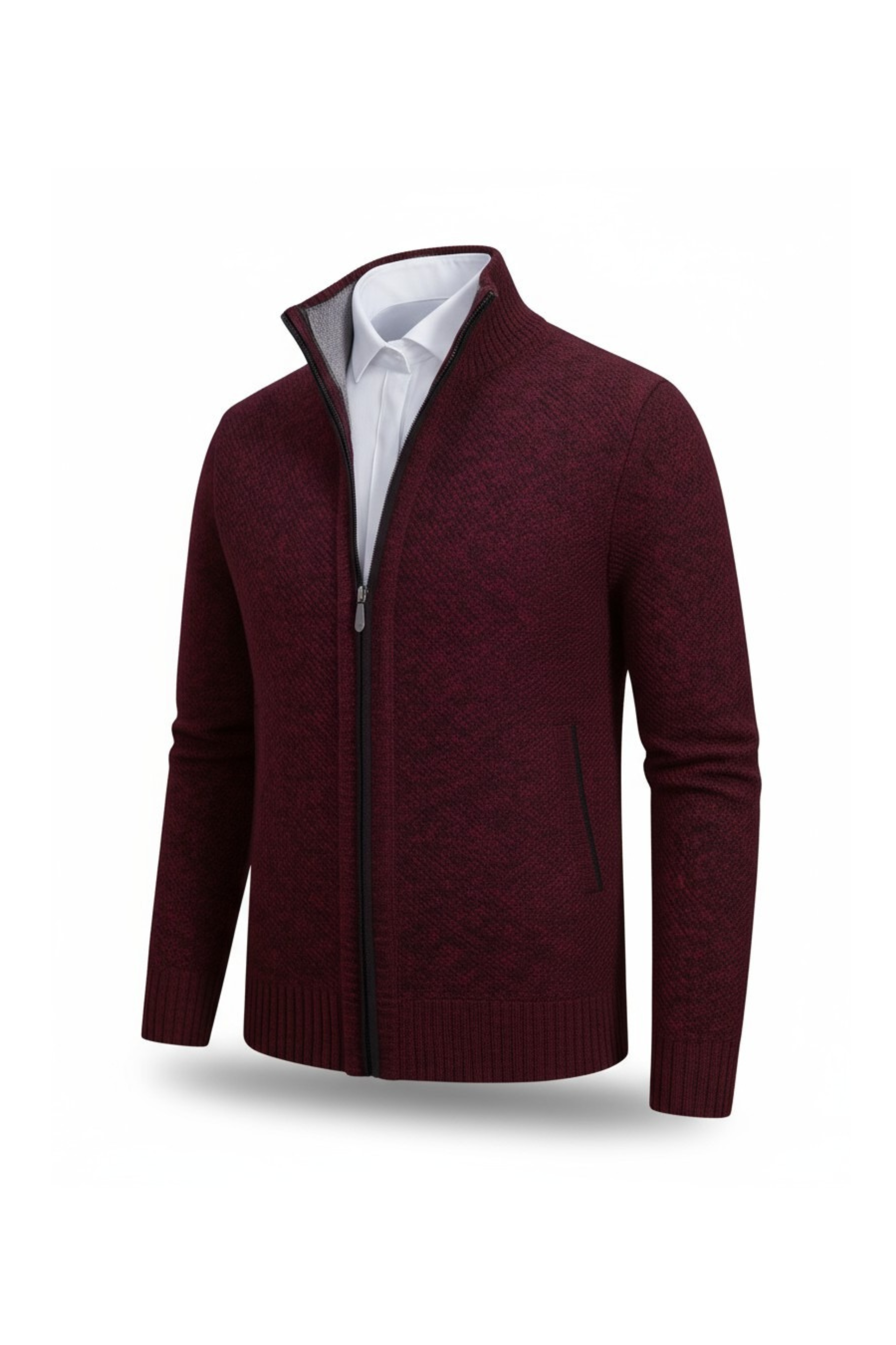 Liam's Klassieke Fleece Zip Sweater met Opstaande Kraag