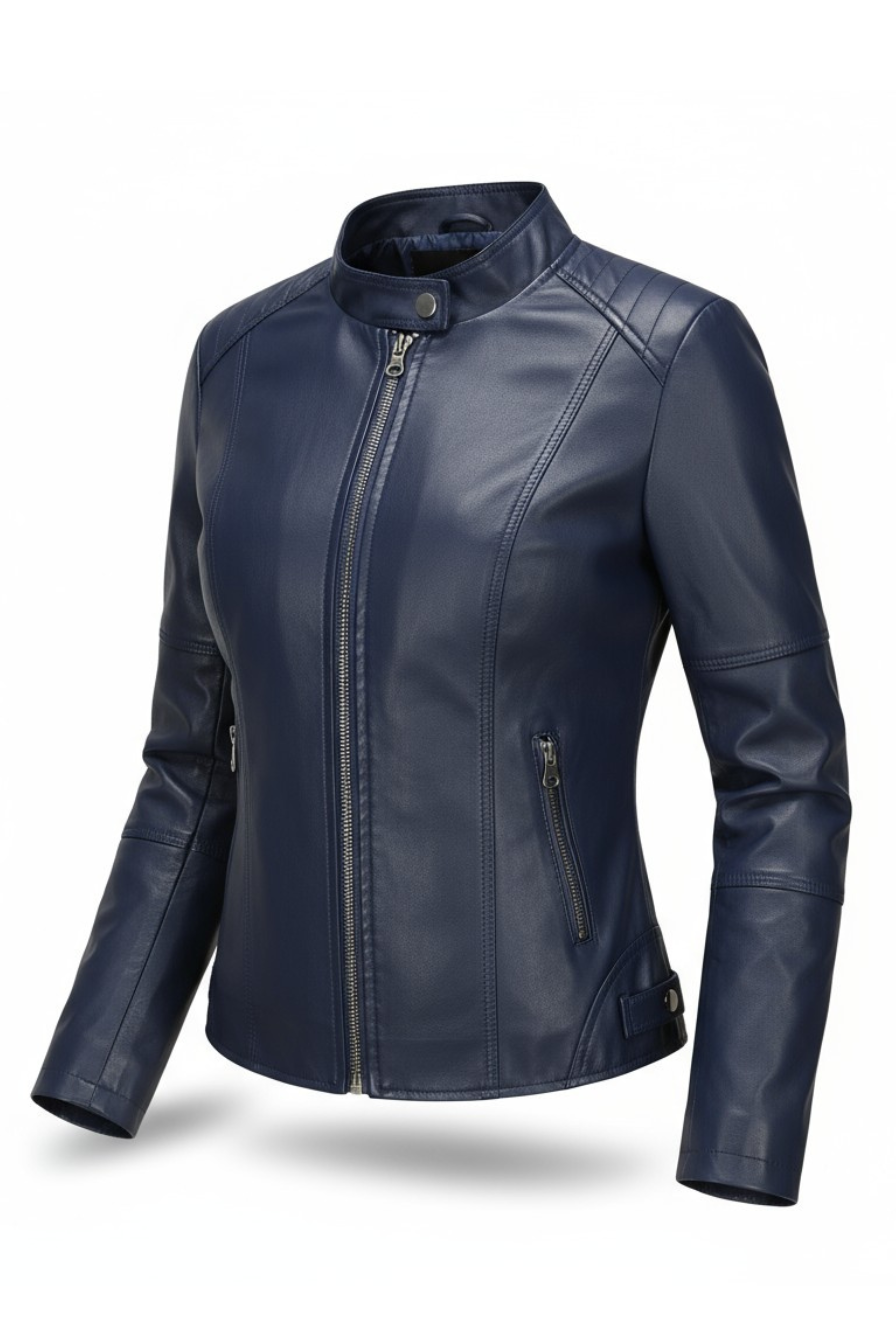 StraForge™ | Dames Leren Jas met Staande Kraag