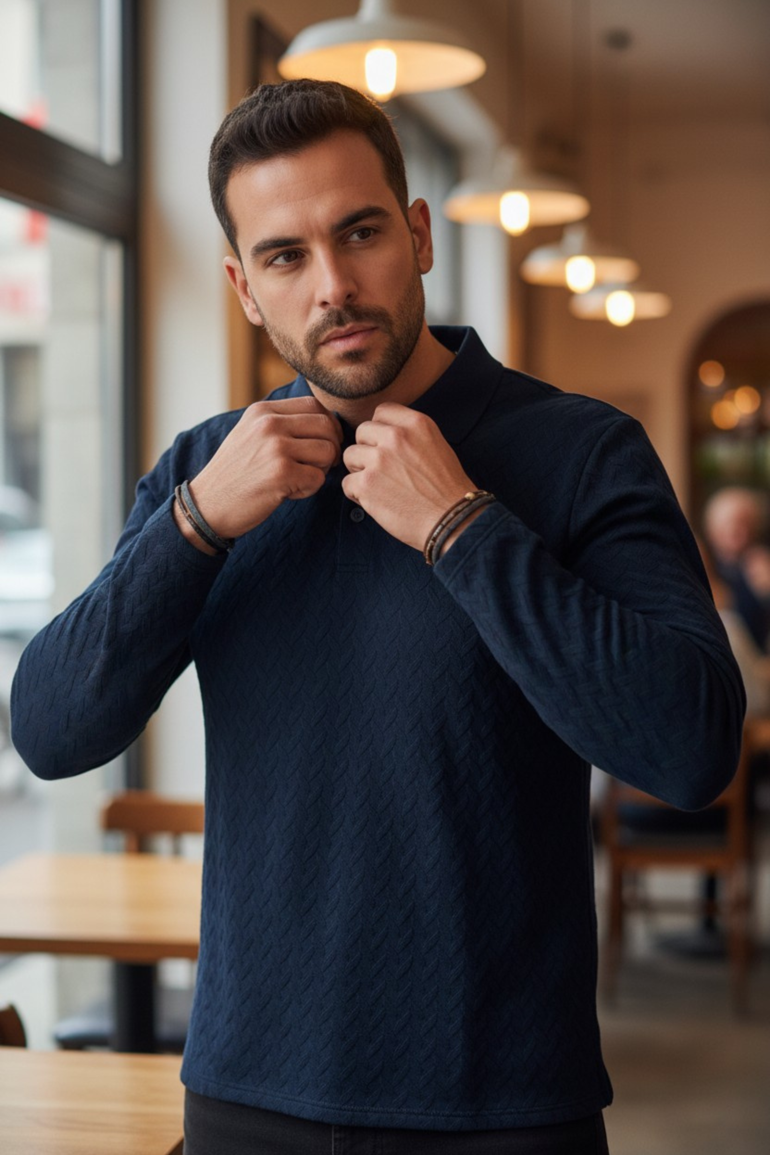 Dorian’s™ | Polo sweater met Textuurpatroon