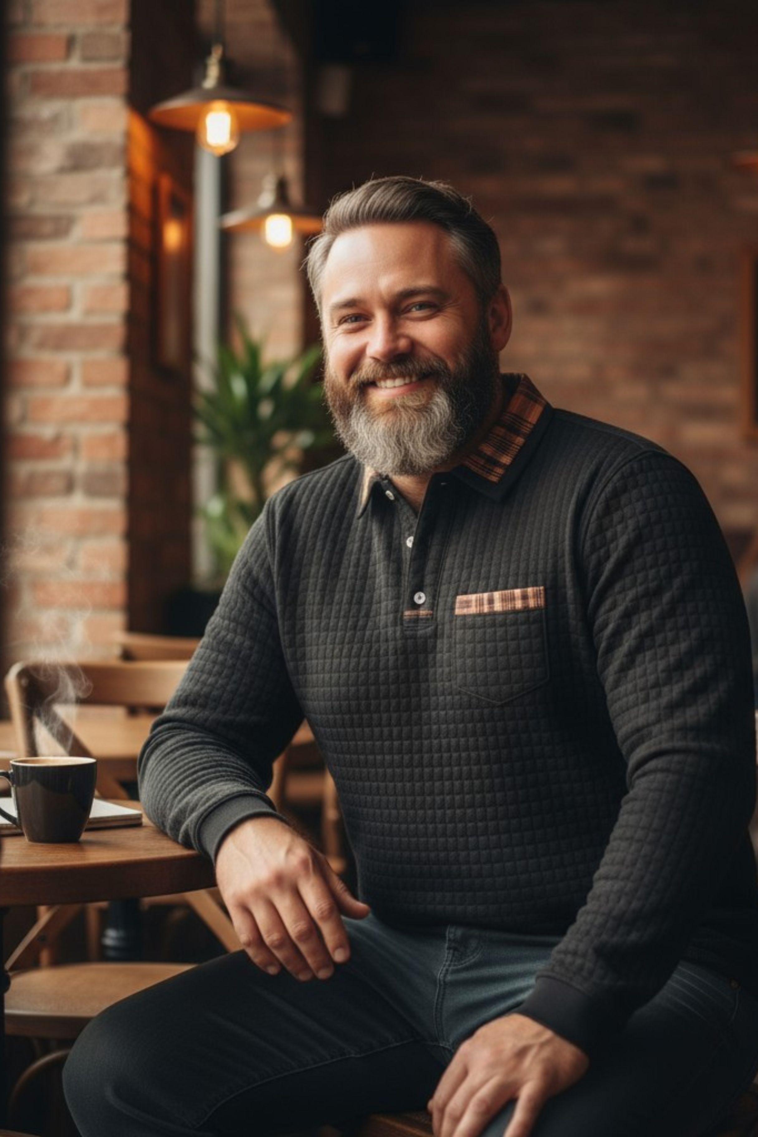 GridLine Polo Sweater met Ruitaccent