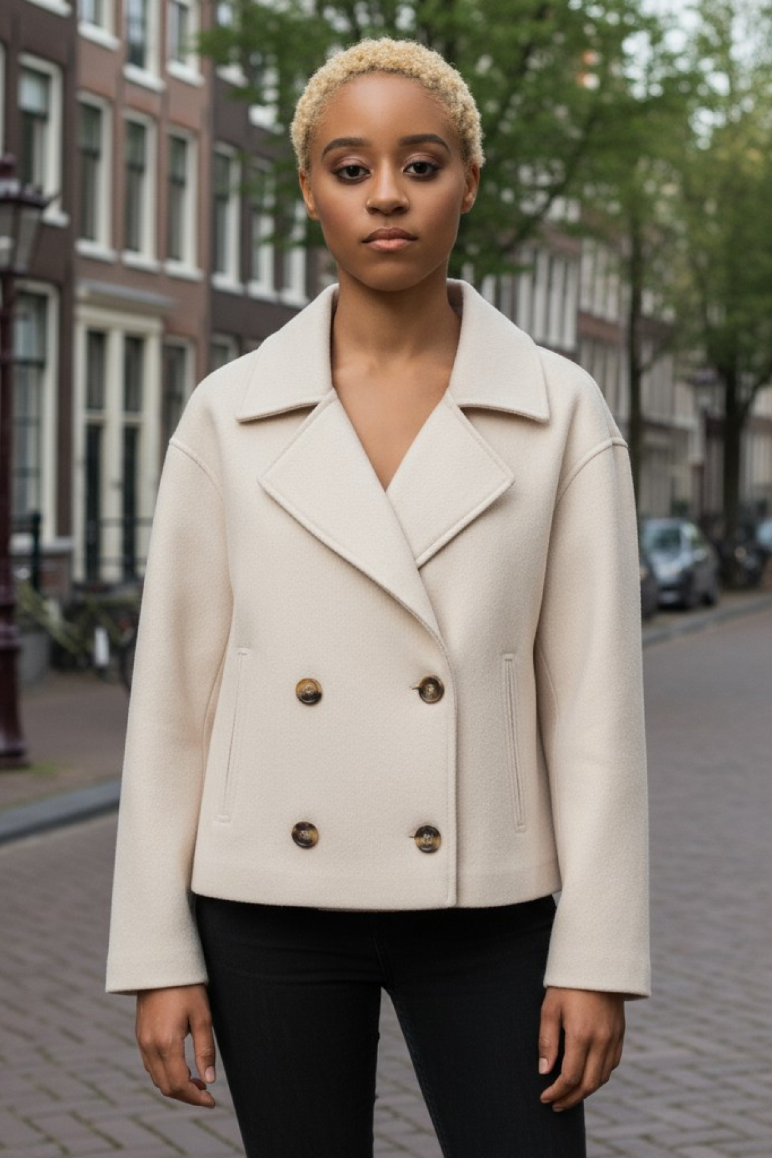 NoirBelle™ | Chic Double-Breasted Kort Jasje