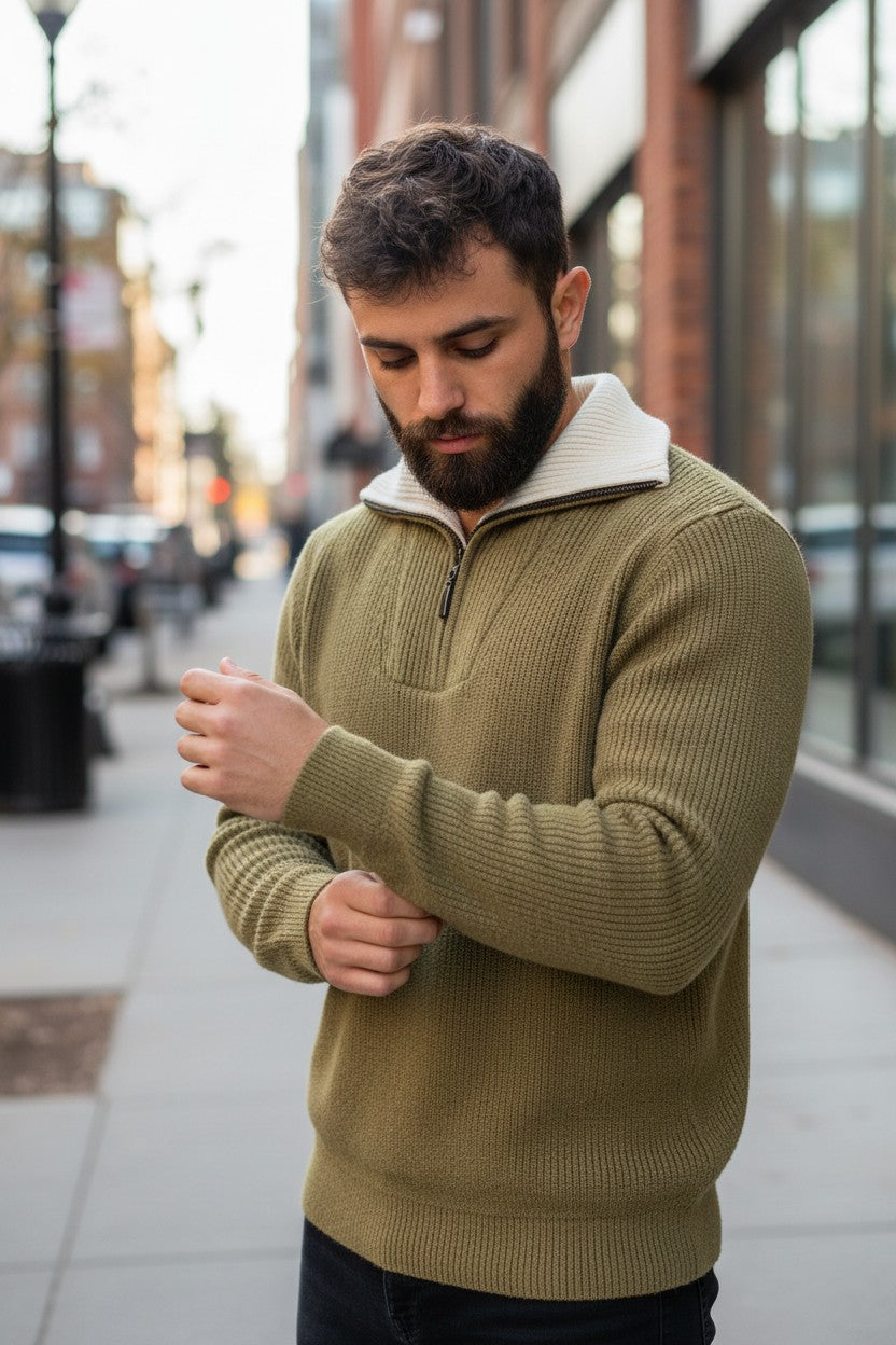 Mason's™ | Ribbed Zip-Up Knit Sweater