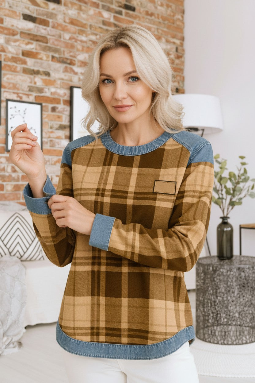 Lynn’s™ | Denim Patchwork Sweater