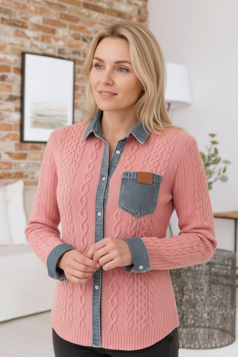 Mila’s™ | Casual Denim Patchwork Shirt