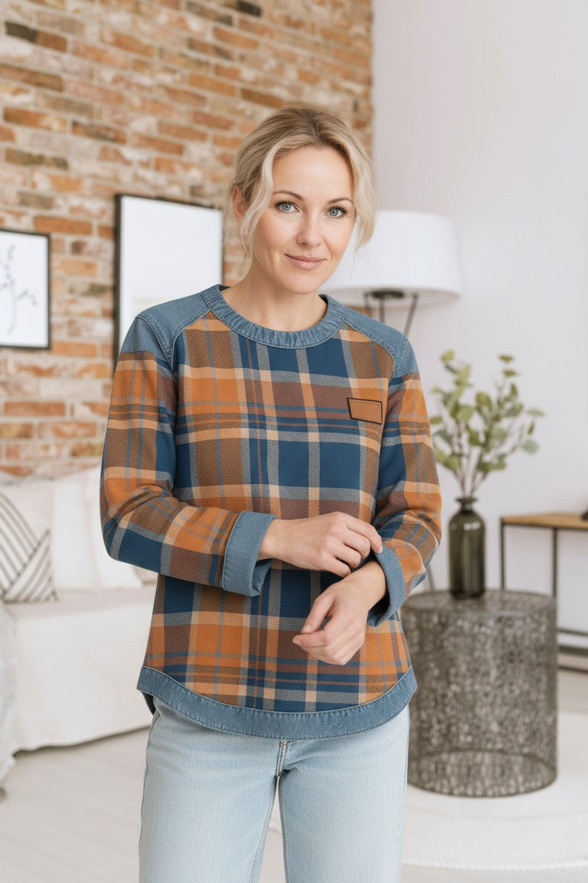 Lynn’s™ | Denim Patchwork Sweater