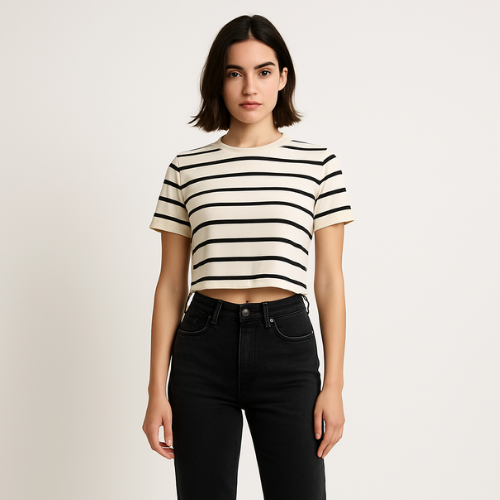 FlexiStripes Cropped O-Hals Shirt