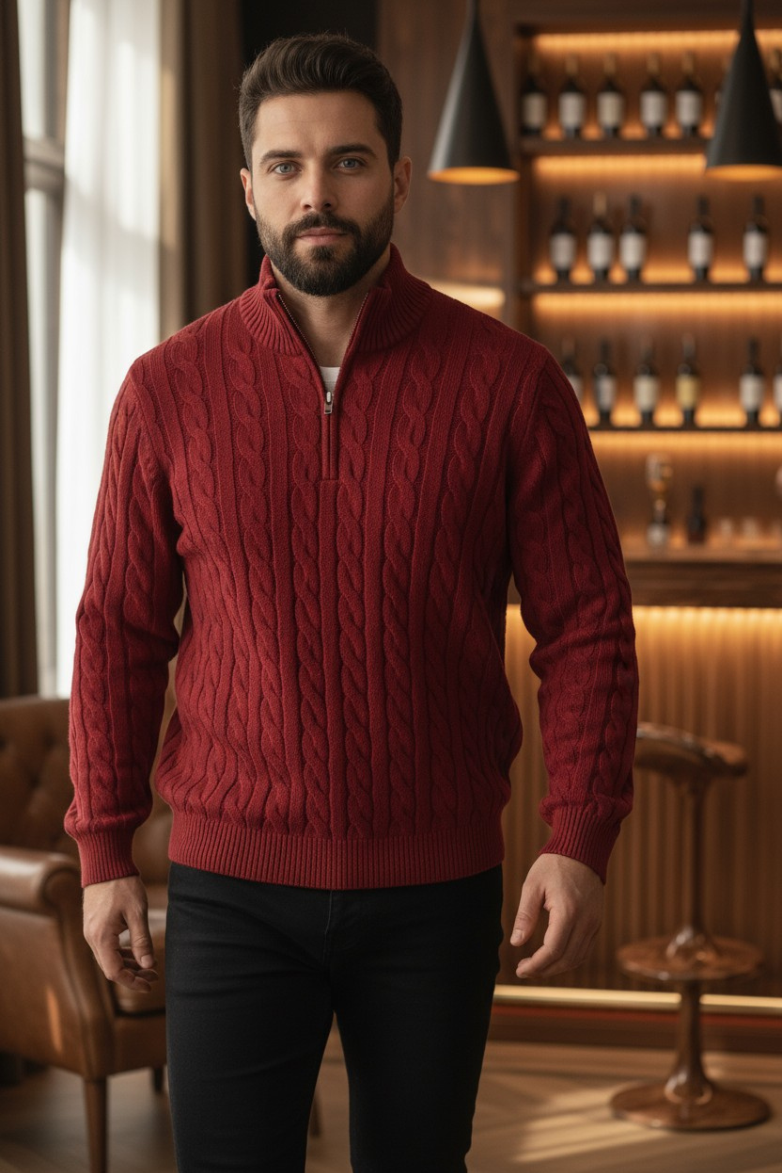 Arden Kabelgebreide Half-Zip Trui