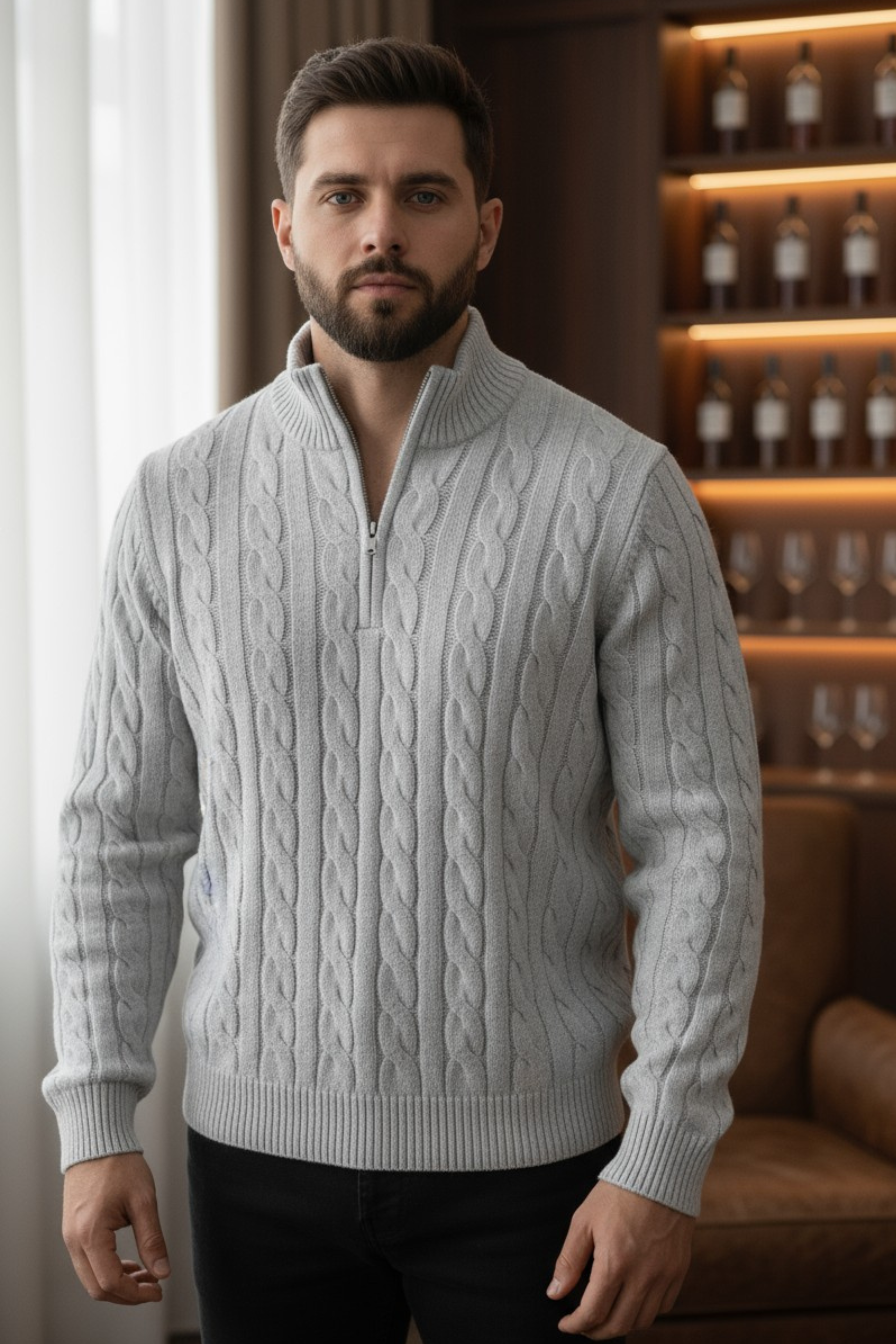 Arden Kabelgebreide Half-Zip Trui