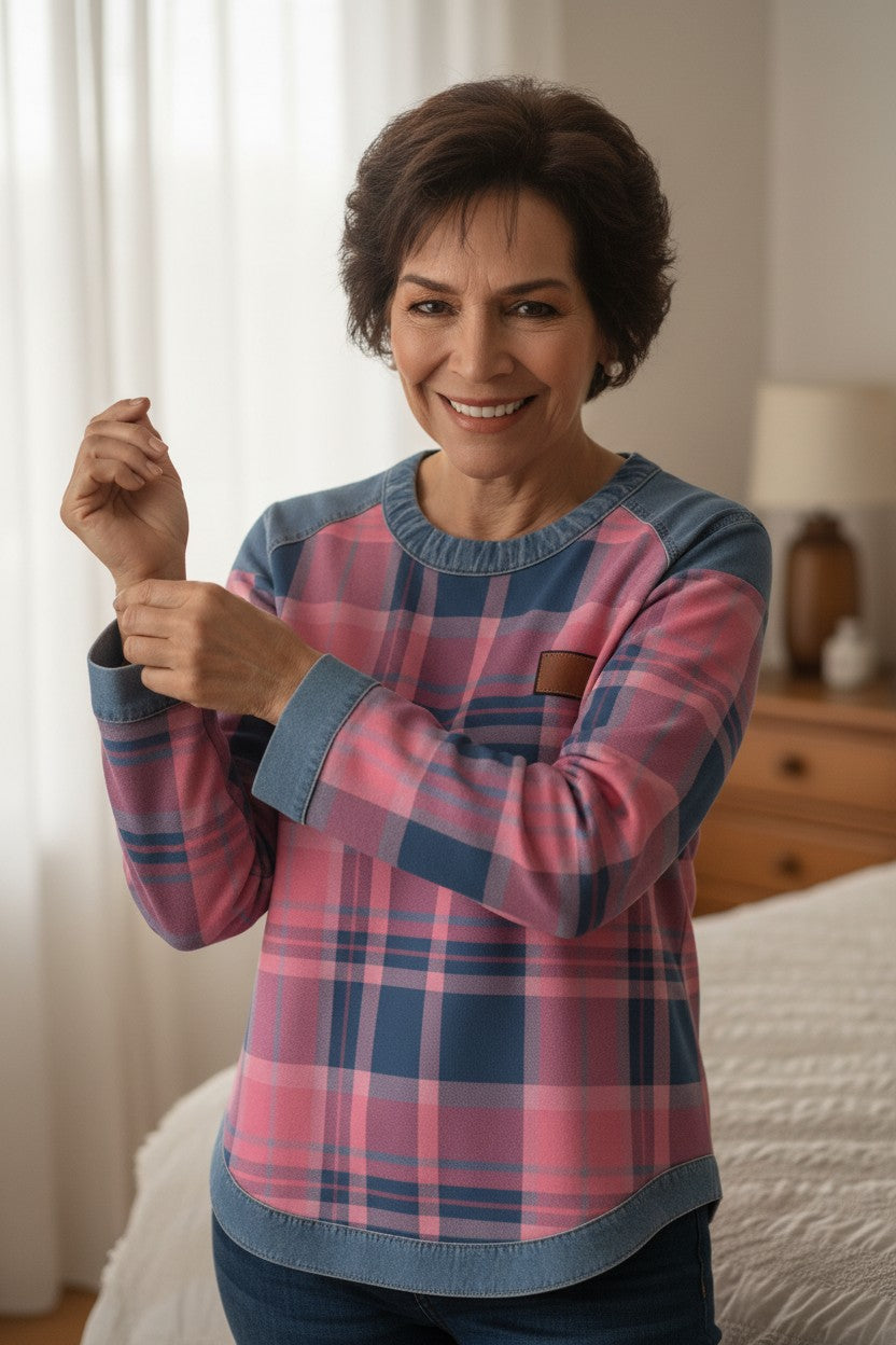 Lynn’s™ | Denim Patchwork Sweater