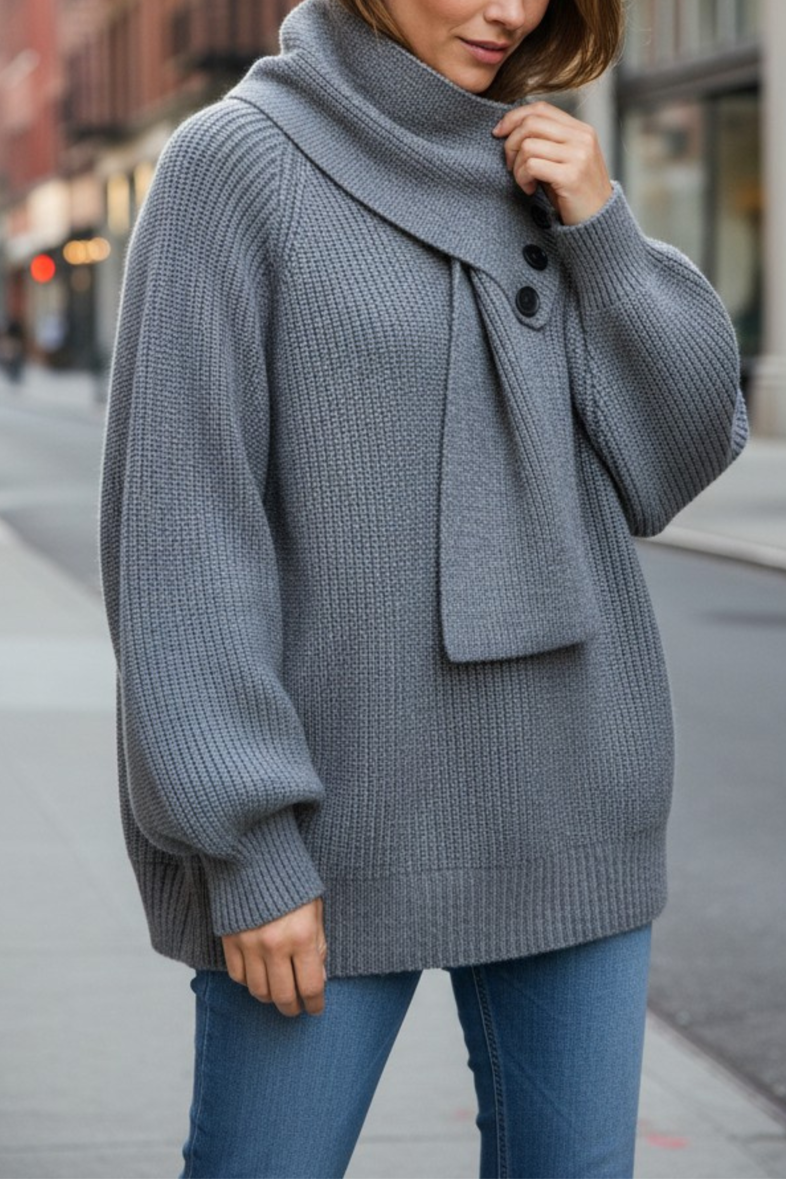 Mila's™ | Luxe Rib Knit Sweater met Sjaalkraag