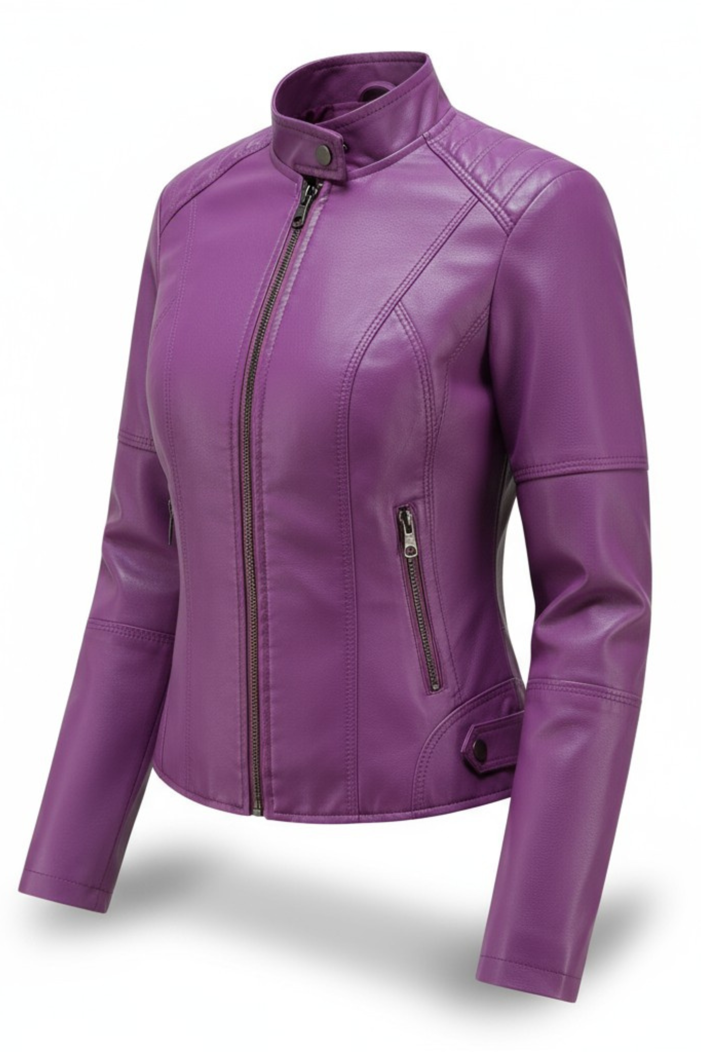 StraForge™ | Dames Leren Jas met Staande Kraag