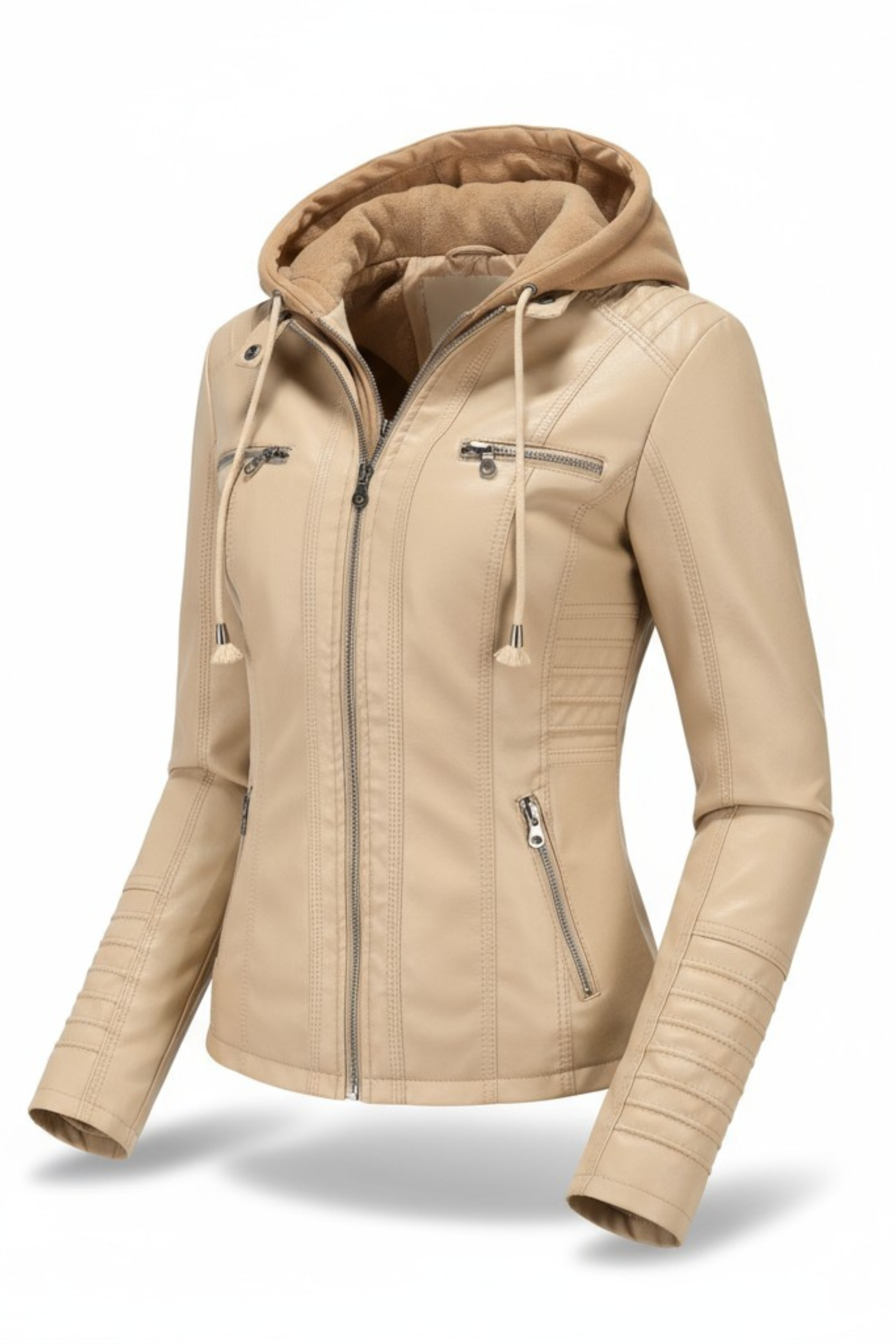 Ravenna Leren Jas met Afneembare Capuchon