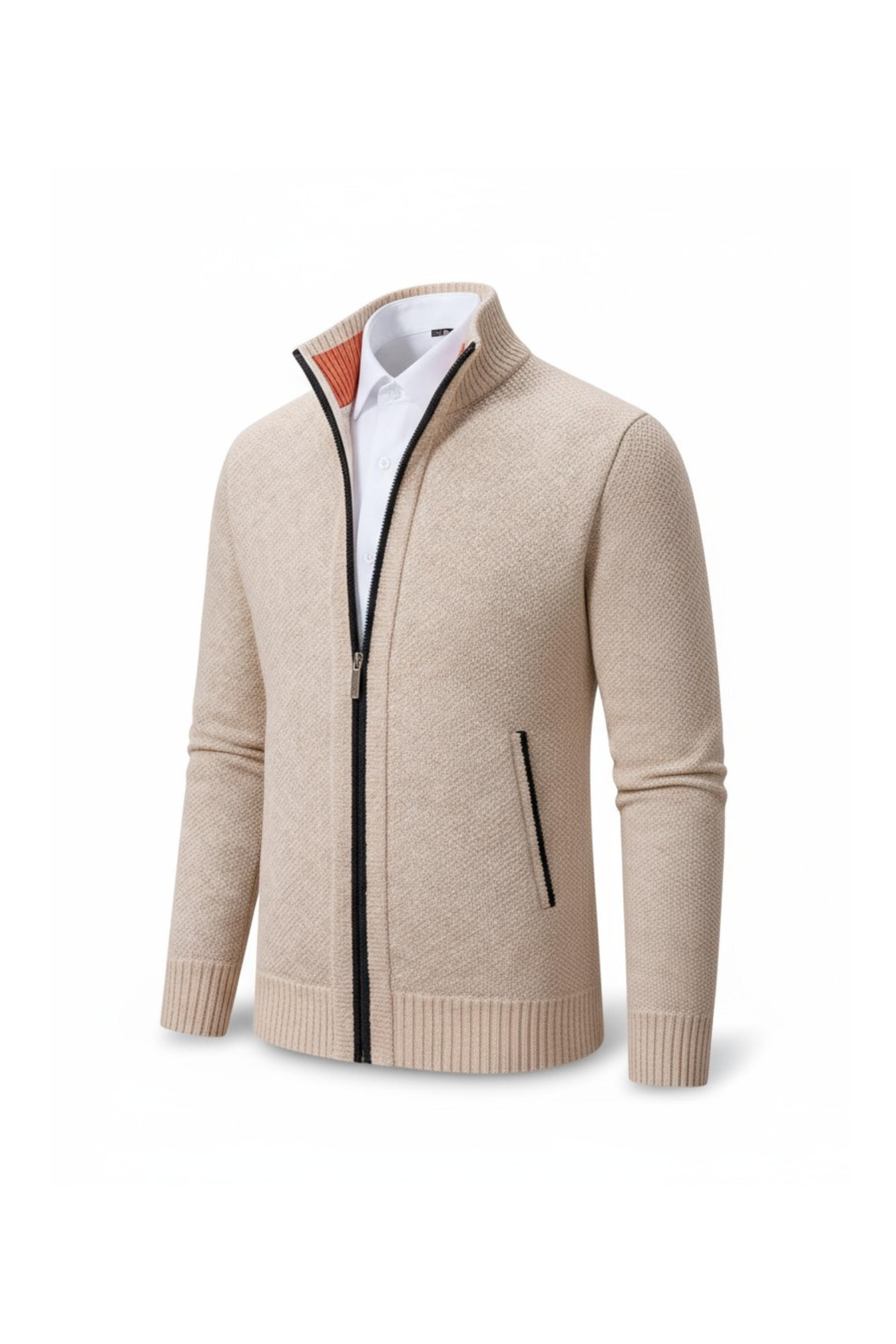 Liam's Klassieke Fleece Zip Sweater met Opstaande Kraag