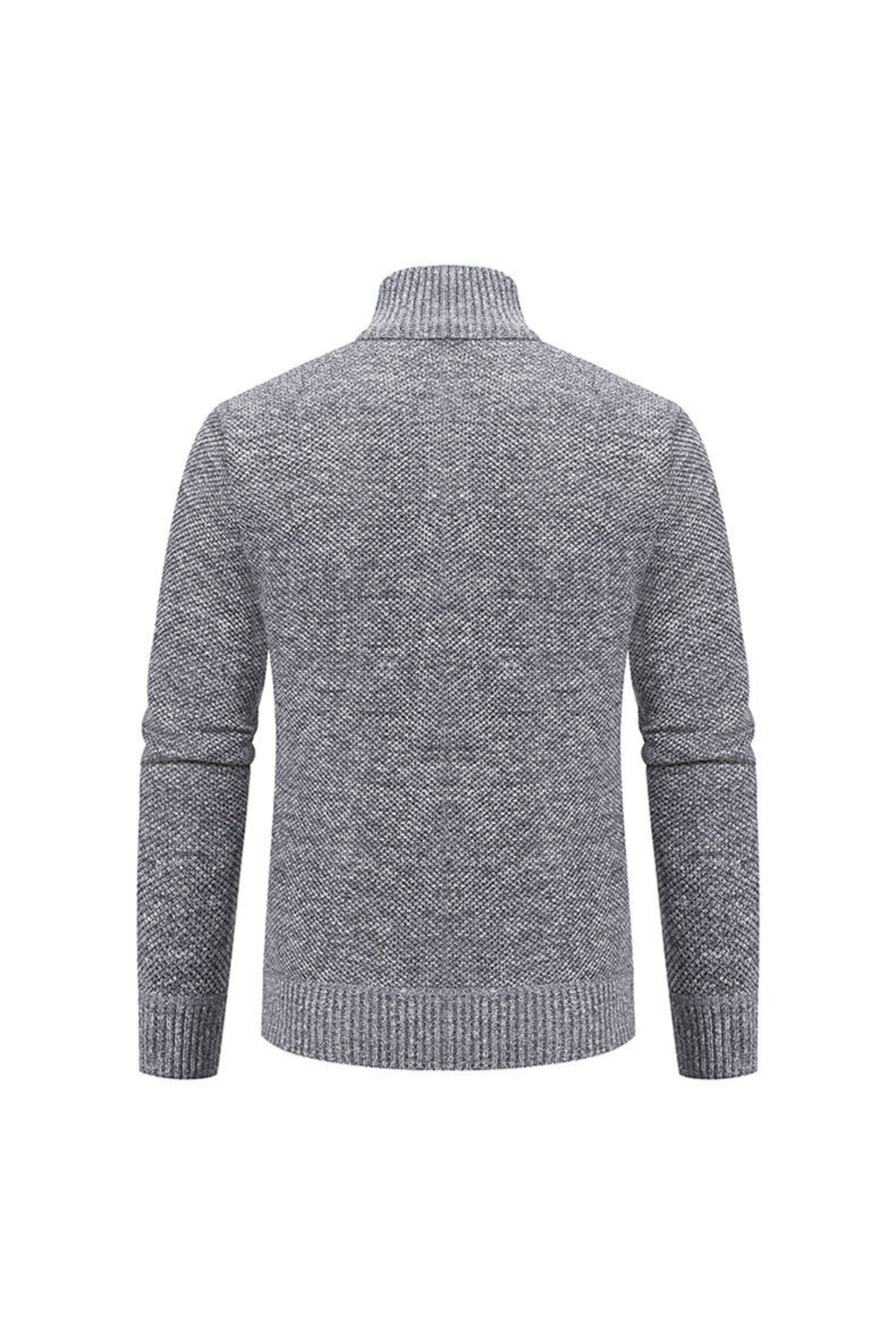 Liam's Klassieke Fleece Zip Sweater met Opstaande Kraag