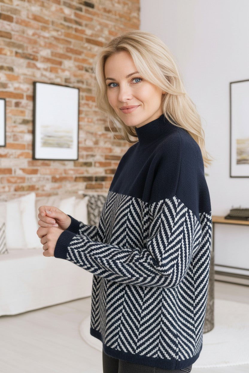 Zeyvara Halve Col Loose Fit Trui